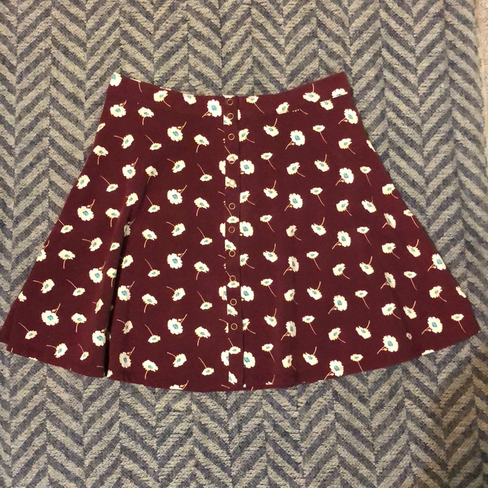 Burgundy High-Waisted Mini Skirt, Forever 21 - M